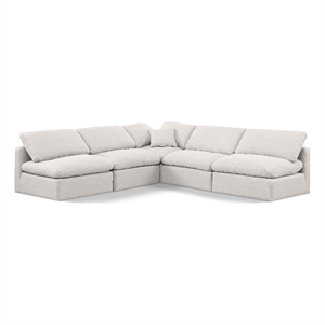 Meridian Furniture Indulge 169.5&quot Fabric L-Shaped Modular Sectional in Cream