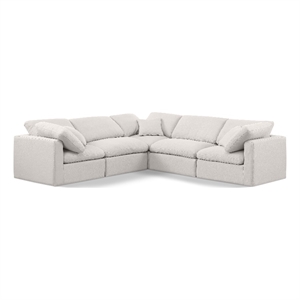 Meridian Furniture Indulge 158.5&quot Fabric L-Shaped Modular Sectional in Cream