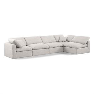 Meridian Furniture Indulge 164&quot Fabric L-Shaped Modular Sectional in Cream