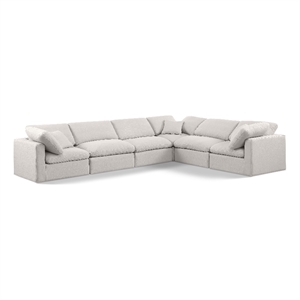Meridian Furniture Indulge 193.5&quot Fabric L-Shaped Modular Sectional in Cream