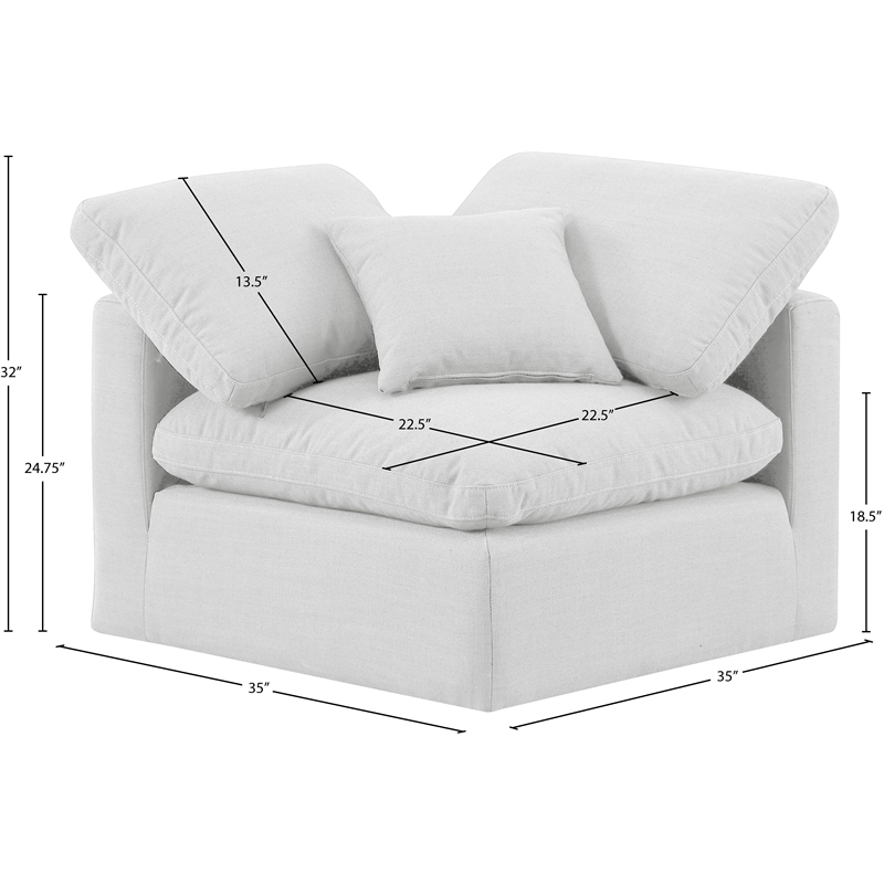 Meridian Furniture Indulge Contemporary Fabric Corner Chair in White