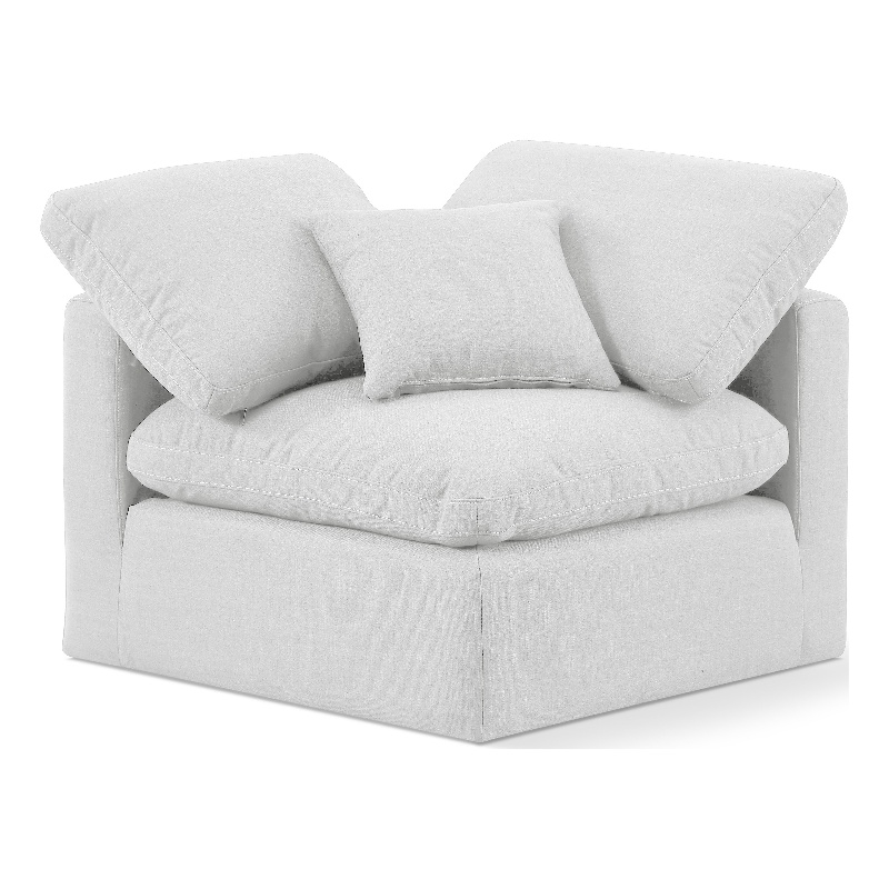 Meridian Furniture Indulge Contemporary Fabric Corner Chair in White