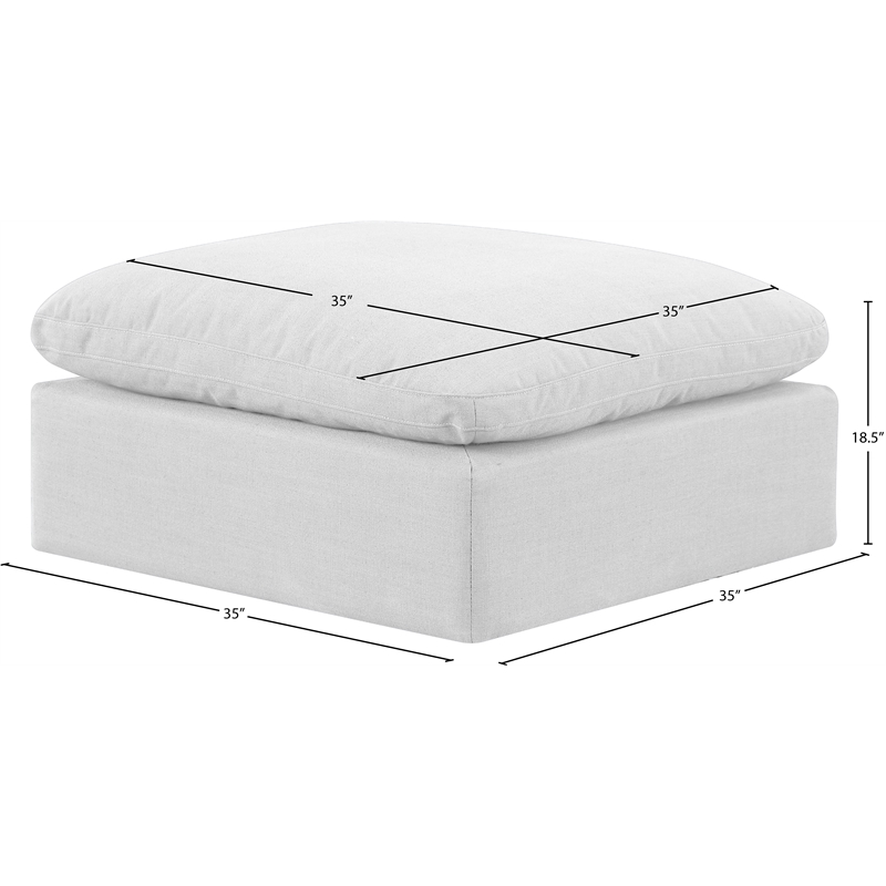 Meridian Furniture Indulge Contemporary Fabric Ottoman in White