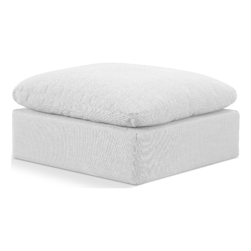 Meridian Furniture Indulge Contemporary Fabric Ottoman in White