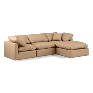 Meridian Furniture Indulge 94&quot Vegan Leather L-Shaped Modular Sectional in Tan