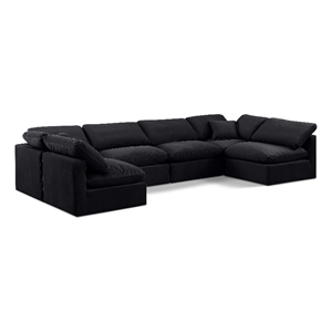 Meridian Furniture Indulge 199&quot Velvet U-Shaped Modular Sectional in Black