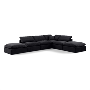 Meridian Furniture Indulge 134.5&quot Velvet U-Shaped Modular Sectional in Black