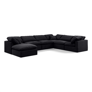 Meridian Furniture Indulge 193.5&quot Velvet U-Shaped Modular Sectional in Black