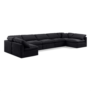 Meridian Furniture Indulge 234&quot Velvet U-Shaped Modular Sectional in Black
