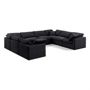 Meridian Furniture Indulge 258&quot Velvet U-Shaped Modular Sectional in Black