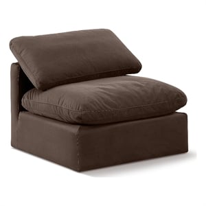 Meridian Furniture Indulge Contemporary Velvet Armless Chair in Brown