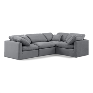 Meridian Furniture Indulge 123.5&quot Velvet L-Shaped Modular Sectional in Gray