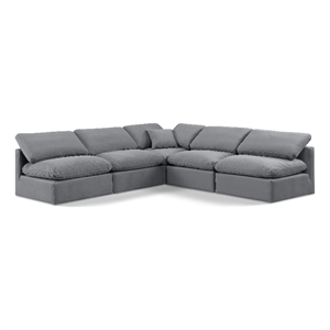 Meridian Furniture Indulge 169.5&quot Velvet L-Shaped Modular Sectional in Gray