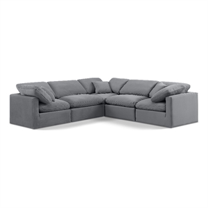 Meridian Furniture Indulge 158.5&quot Velvet L-Shaped Modular Sectional in Gray