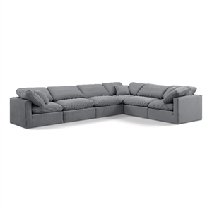 Meridian Furniture Indulge 193.5&quot Velvet L-Shaped Modular Sectional in Gray