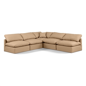 Meridian Furniture Indulge 169.5&quot Tan Vegan Leather L-Shaped Modular Sectional