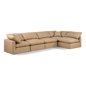 Meridian Furniture Indulge 164&quot Vegan Leather L-Shaped Modular Sectional in Tan