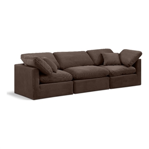 Meridian Furniture Indulge 94&quot Contemporary Velvet Modular Sofa in Brown
