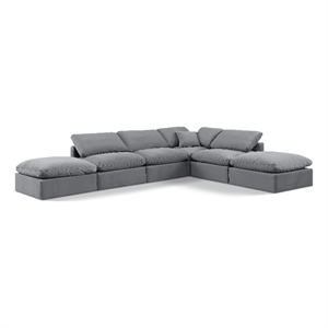 Meridian Furniture Indulge 134.5&quot Velvet U-Shaped Modular Sectional in Gray