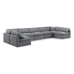 Meridian Furniture Indulge 234&quot Velvet U-Shaped Modular Sectional in Gray