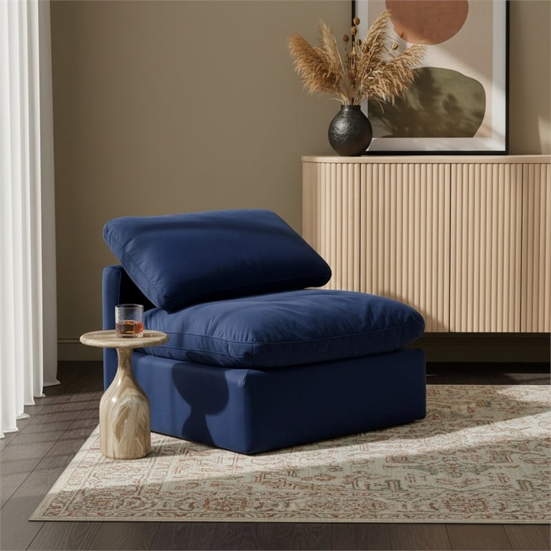 Meridian Furniture Indulge Contemporary Velvet Armless Chair in Navy