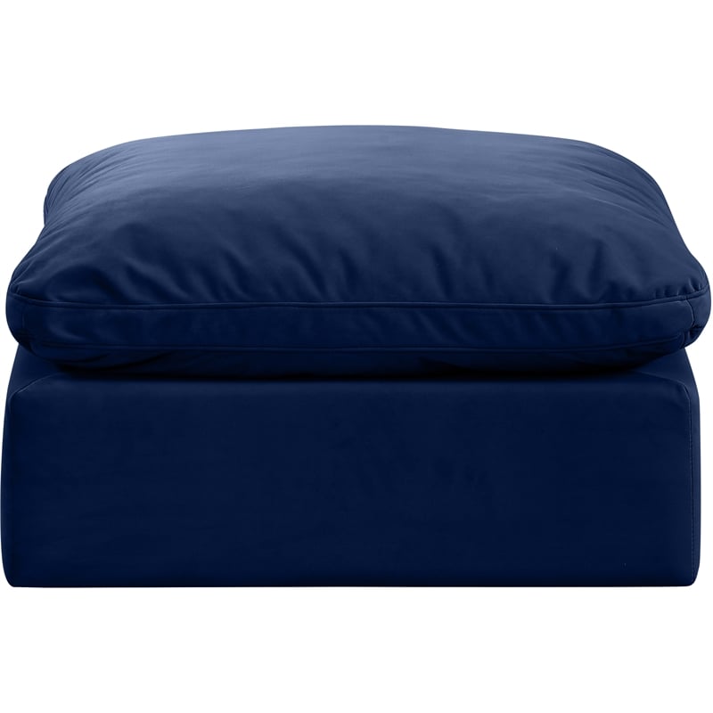 Meridian Furniture Indulge Contemporary Velvet Ottoman in Navy