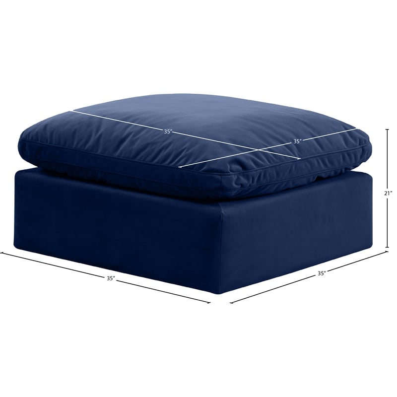 Meridian Furniture Indulge Contemporary Velvet Ottoman in Navy