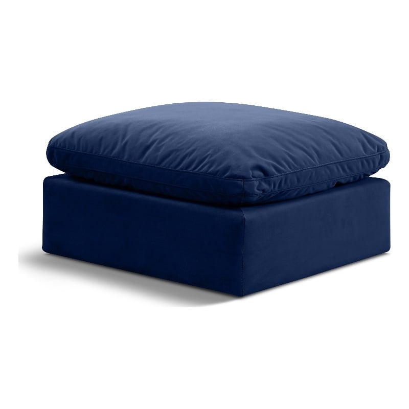 Meridian Furniture Indulge Contemporary Velvet Ottoman in Navy