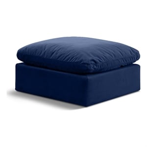Meridian Furniture Indulge Contemporary Velvet Ottoman in Navy