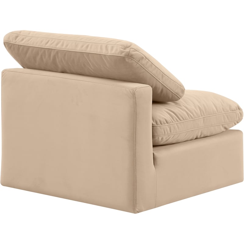 Meridian Furniture Indulge Contemporary Velvet Armless Chair in Beige