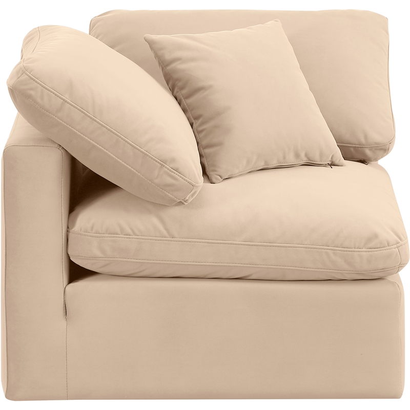Meridian Furniture Indulge Contemporary Velvet Corner Chair in Beige