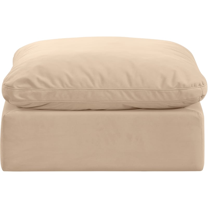 Meridian Furniture Indulge Contemporary Velvet Ottoman in Beige