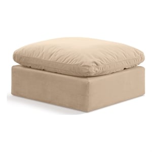 Meridian Furniture Indulge Contemporary Velvet Ottoman in Beige