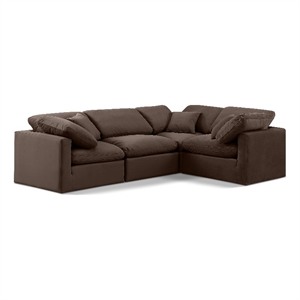 Meridian Furniture Indulge 123.5&quot Velvet L-Shaped Modular Sectional in Brown