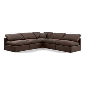 Meridian Furniture Indulge 169.5&quot Velvet L-Shaped Modular Sectional in Brown