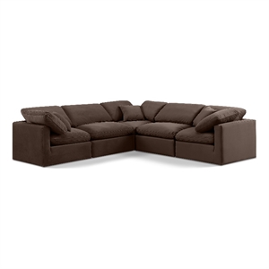 Meridian Furniture Indulge 158.5&quot Velvet L-Shaped Modular Sectional in Brown