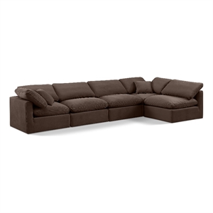 Meridian Furniture Indulge 164&quot Velvet L-Shaped Modular Sectional in Brown