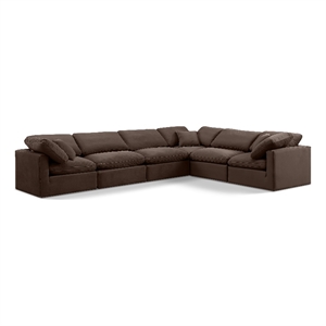 Meridian Furniture Indulge 193.5&quot Velvet L-Shaped Modular Sectional in Brown