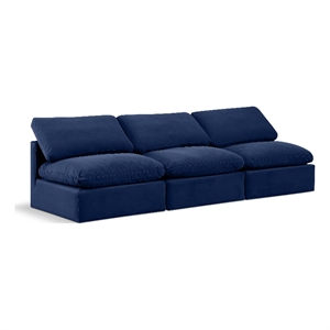 Meridian Furniture Indulge 105&quot Contemporary Velvet Modular Sofa in Navy
