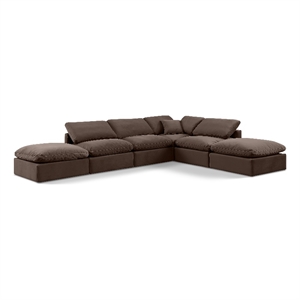 Meridian Furniture Indulge 134.5&quot Velvet U-Shaped Modular Sectional in Brown