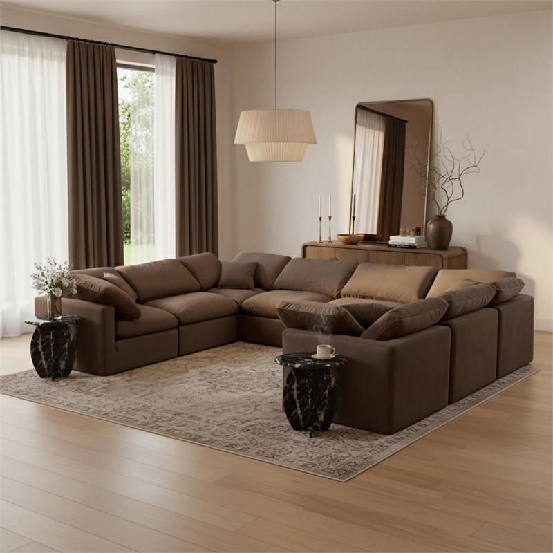 meridian furniture indulge 258&quot velvet u-shaped modular sectional in brown
