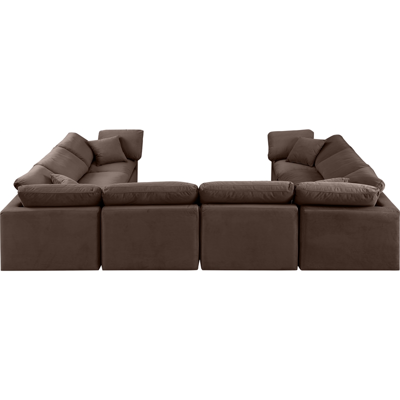 meridian furniture indulge 258&quot velvet u-shaped modular sectional in brown