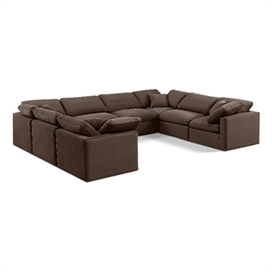 Meridian Furniture Indulge 258&quot Velvet U-Shaped Modular Sectional in Brown