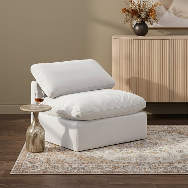 Meridian Furniture Indulge Contemporary Velvet Armless Chair in Cream