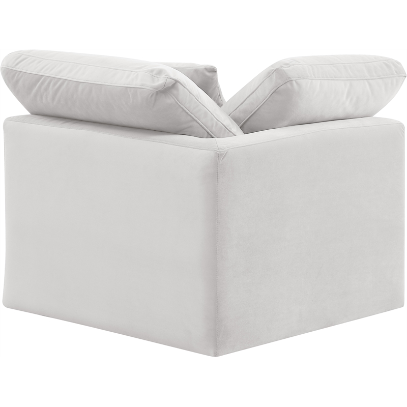Meridian Furniture Indulge Contemporary Velvet Corner Chair in Cream