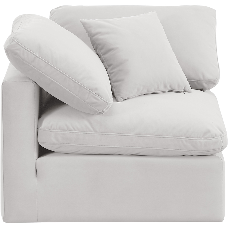 Meridian Furniture Indulge Contemporary Velvet Corner Chair in Cream