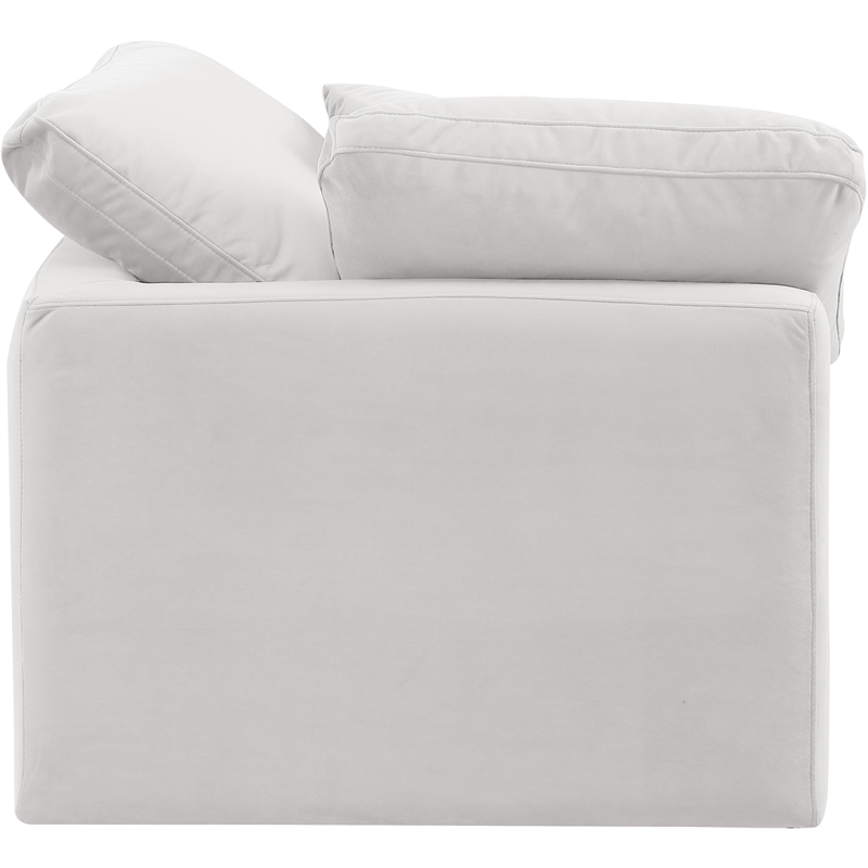 Meridian Furniture Indulge Contemporary Velvet Corner Chair in Cream