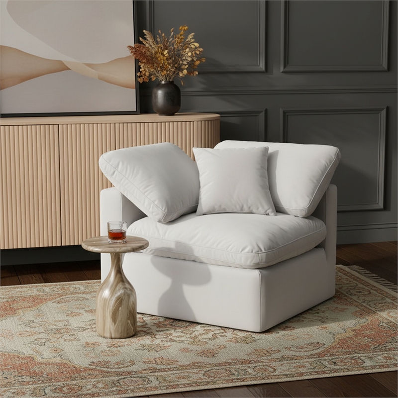 Meridian Furniture Indulge Contemporary Velvet Corner Chair in Cream
