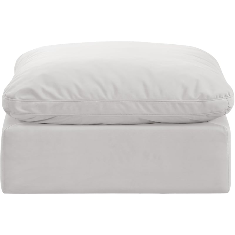 Meridian Furniture Indulge Contemporary Velvet Ottoman in Cream