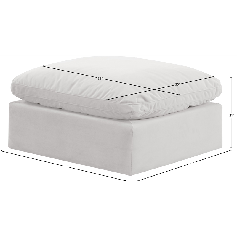 Meridian Furniture Indulge Contemporary Velvet Ottoman in Cream